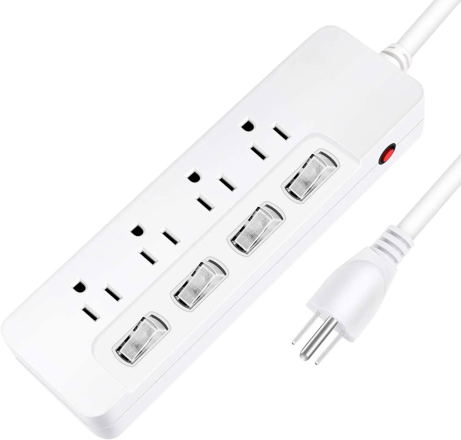 Appliance Extension Cord with Individual Switches on Off - 6 FT, 14 Gauge Heavy Duty Extension Cord with 4 AC Outlets, Wall Mountable, High Wattage for Microwave Workbench Garage  Have, ETL Listed