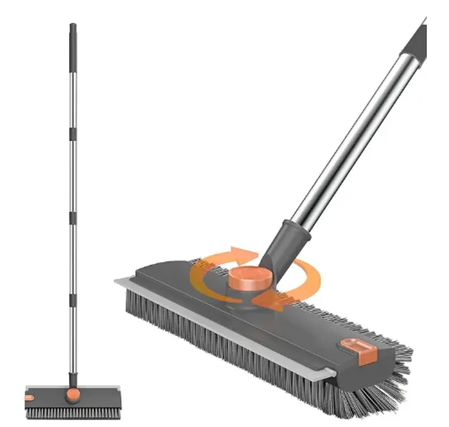 Bathroom Deep Mold Remover Tool Set - Long Stainless Steel Handle Rotatable Adjustable Crevice Brush, Tile Stain Removal Brush, Toilet Floor Gap Cleaning Squeegee, Shower Curtain Cleaner