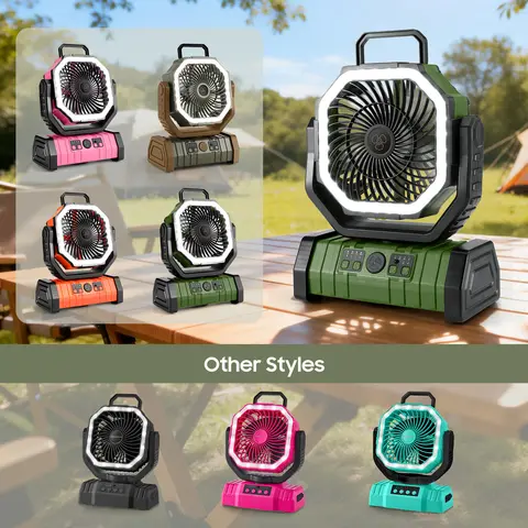 Odoland 30000mAh Camping Fan with LED Lantern, Rechargeable Battery Operated Oscillating Fan with Remote & Hook, Portable Tent Fan with Timer, 4 Speeds for Outdoor Camp RV Jobsite Power Outage