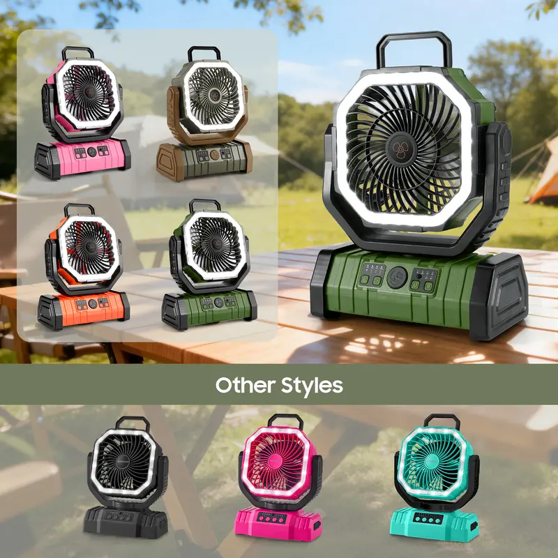 Odoland 30000mAh Camping Fan with LED Lantern, Rechargeable Battery Operated Oscillating Fan with Remote & Hook, Portable Tent Fan with Timer, 4 Speeds for Outdoor Camp RV Jobsite Power Outage