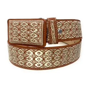 Cinto Charro Bordado Embroidered Western Belt Pitiado Style Leather Belt