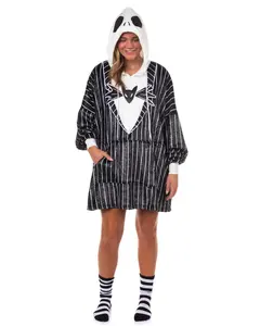 Disney Nightmare Before Christmas Pajamas Women's Hooded Dorm Sleep Shirt with Socks