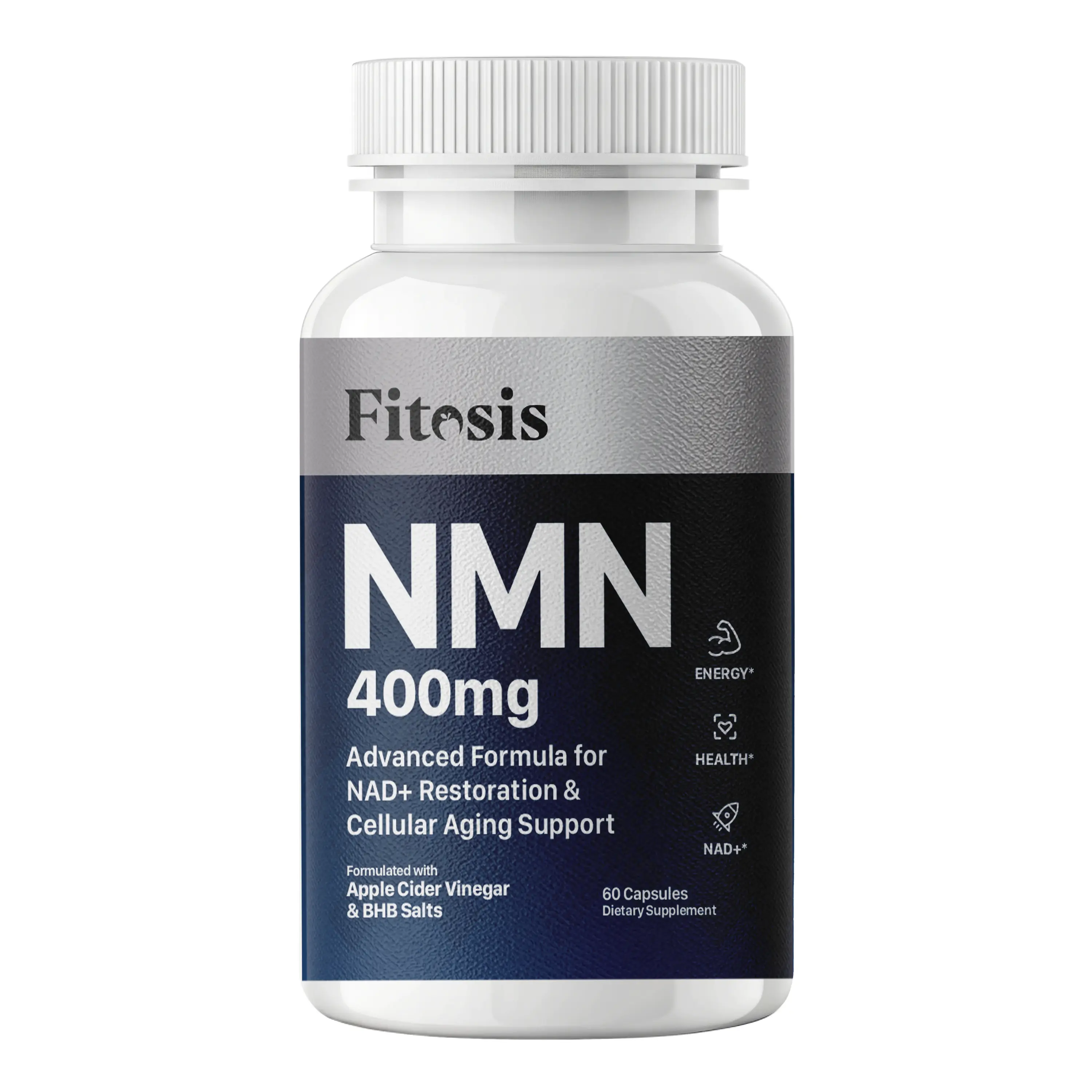 Fitosis NMN 400mg | β-Nicotinamide Mononucleotide | NAD+ Restoration & Cellular Aging Support | 60 Capsules