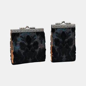 Burnout Velvet Black Card Wallet