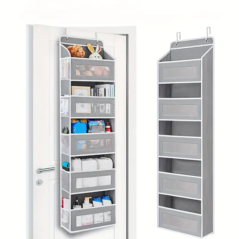 Over-The-Door Hanging Storage Box 5-Tier Organizer – 20KG Heavy Duty, 5 Large Pockets & Clear Mesh Rack, Anti-Tip Compact Space-Saving Shelf for Bedroom Bathroom Kitchen Pantry Home Organization 2026 New