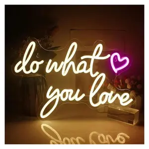 Sign Illuminated Do What You Love Neon Sign Dimmable Light For Wall Decor Letter Lamp USB Powered For Bedroom Livingroom Study 37cm×25cm Sign Lamp