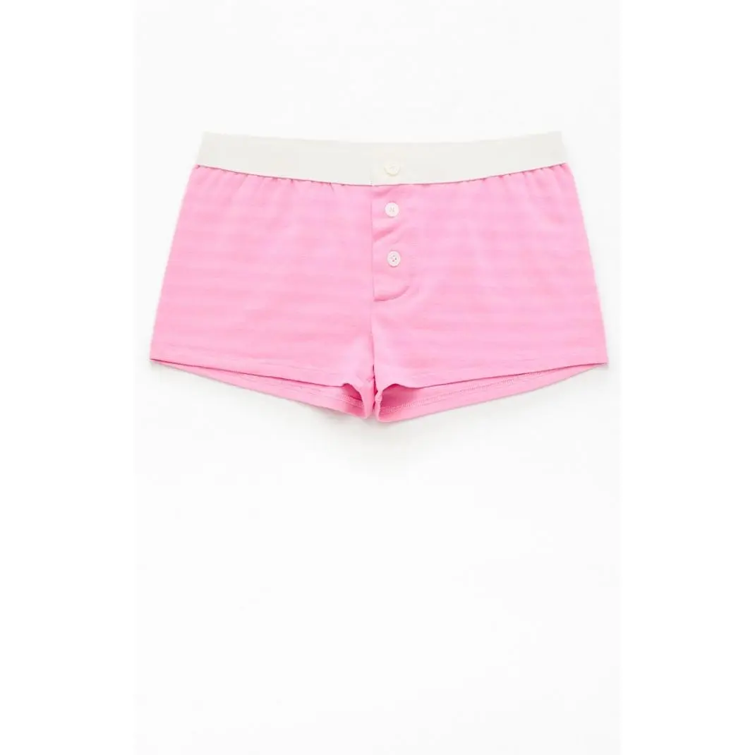 John Galt Women's Pink Striped Pajama Boyshorts John Galt Women's Pink Striped Pajama Boyshorts