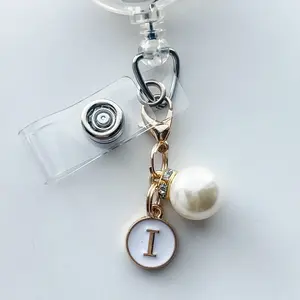 Personalized Letter Charm Faux Pearl Badge Reel Charm Lanyard Charm - Unique Design for Personalization, No Badge Reel Included BADGE REEL NOT INCLUDED