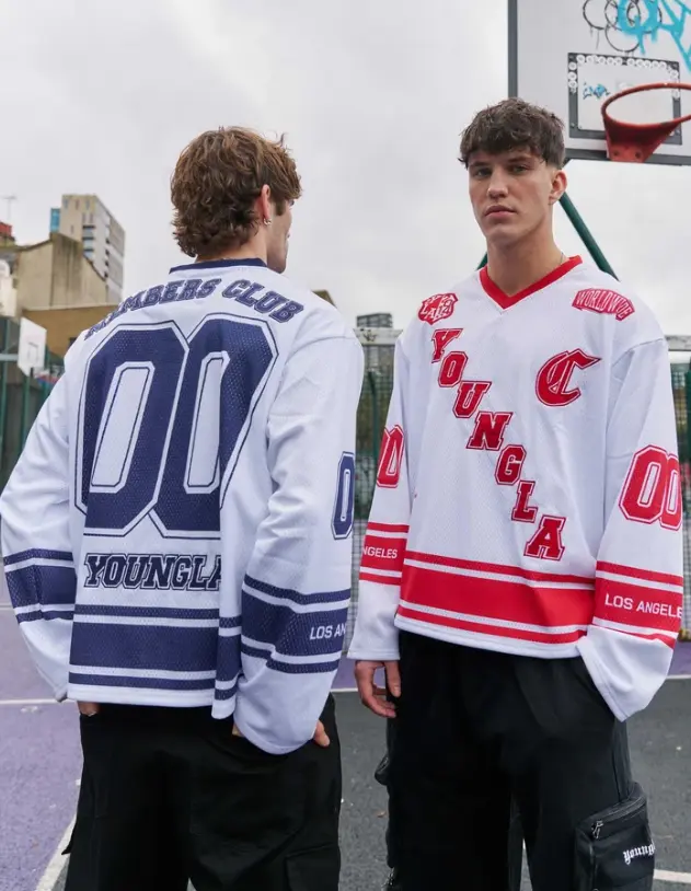 YOUNGLA Southside Hockey Jersey, Men's Athletic Mesh Jersey, Oversized Sports Shirt