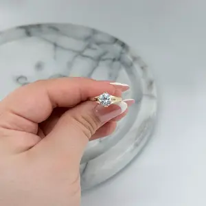 14K Gold Plated Thicker Band Diamond Ring for Women (ONLY SIZE 6)