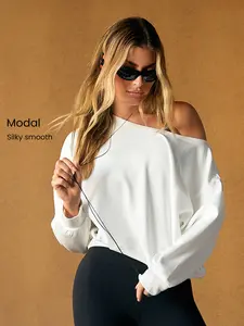 GLOWMODE Modal Soft Oversized Off-Shoulder Sweatshirt Daily Casual