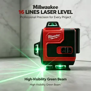 Milwaukee 3D/4D Green Laser Level . Features ±3° Self-leveling, 25m Working Range, And IP54 Protection. Ideal For Construction Layout, Tile Laying, And On-site Alignment Tasks.