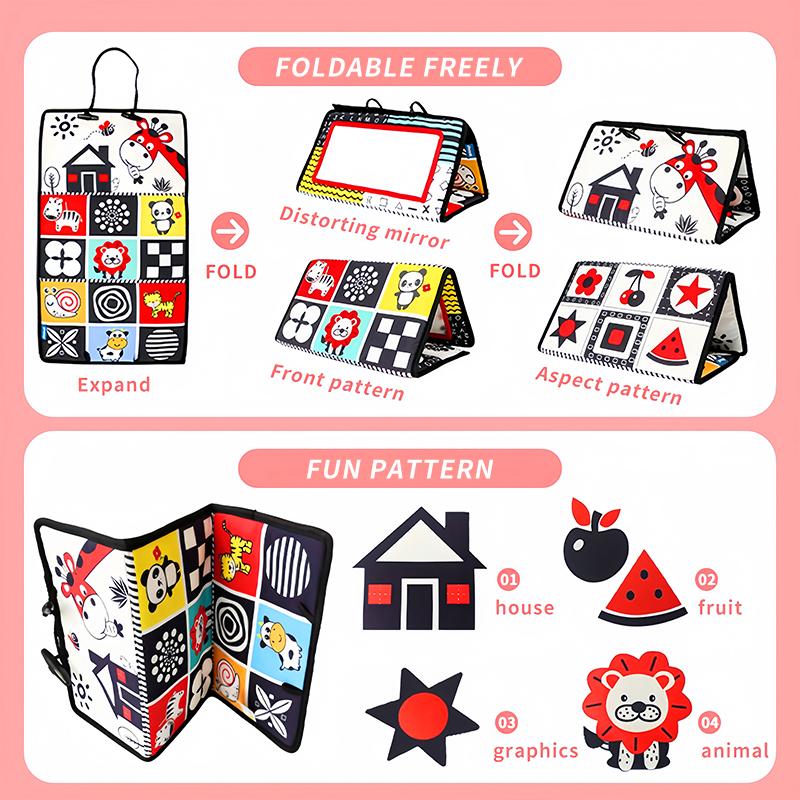 HOTMIR Black and White Newborn Mirror Toys Baby Tummy Time for Babies Development Crawl High Contrast Activity Sensory Toy