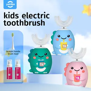 Kids Electric Toothbrushs U Shaped sonic AutomaticToothbrush with, Six CleaningModes,Cartoon Dinosaur Modeling ,full mouth toothbrush for baby