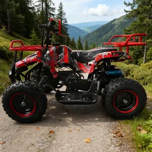 Red 49CC 2-Stroke Off-Road Mini ATV Quad Model Bike – Realistic 4-Wheel Terrain Replica with Front & Rear Disc Style Brakes, Dual Suspension, 6-Inch Tires & Detailing for Outdoor Display or Collection