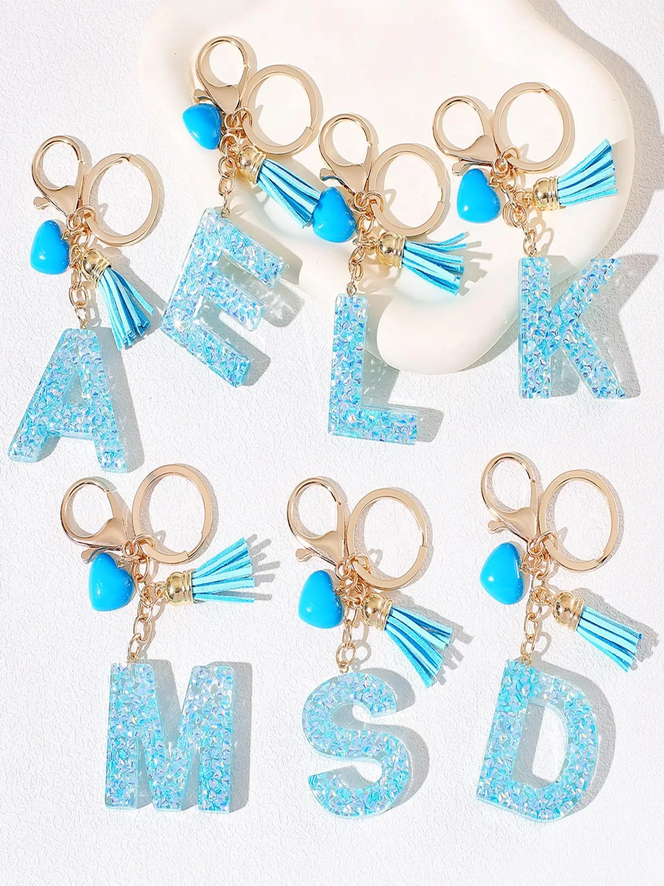 Initials Letter Design Keychain, Trendy Cute Keychain, Cute Tassel Decor Keychain for Women & Girls, Tassel Decorated Keychain, Keychain For Bags, Stylish Keyring, Fashion Accessories for Bag & Car Key Decoration