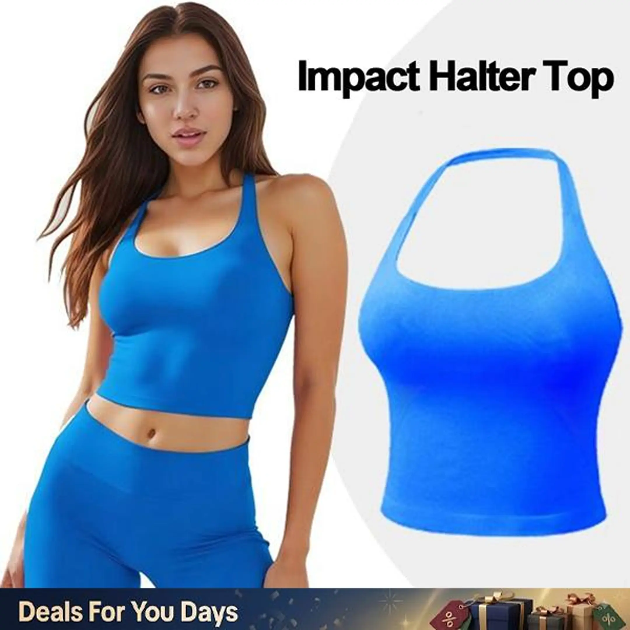 [SIZE UP 1-2] GYMER Impact Halter Top Fitness Gymwear Women's Tank Tops Workout Sports Vest Seamless Yoga Backless Tanks Gym Sportswear Activewear Athletic Athletic Training Apparel