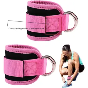 Ankle Straps Ankle Resistance Bands Wrist Cuffs Padded Straps Adjustable Fitness Glute Kickback D-Ring for Cable Machine Gym Foot Leg Training Brace Support 1 Pair