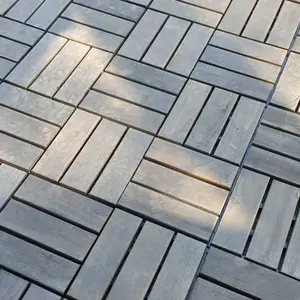 Costoffs 27-Pack Interlocking Wood Deck Tiles, 12.5"x12.5" Waterproof Acacia Wood Flooring for Outdoor Patio, Garden, Poolside & Indoor Decor
