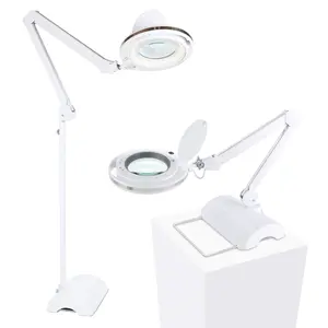 Brightech LightView Pro 2 in 1 Magnifying Floor Lamp & Table Lamp - Hands Free Magnifier with Bright LED Light for Reading - Work light With Adjustable Arms - Standing Mag Lamp
