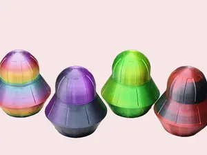 Mystery Alien Spaceship with Alien Figurine for Home Decor - 3D Printed Statue with Unique Futuristic Design