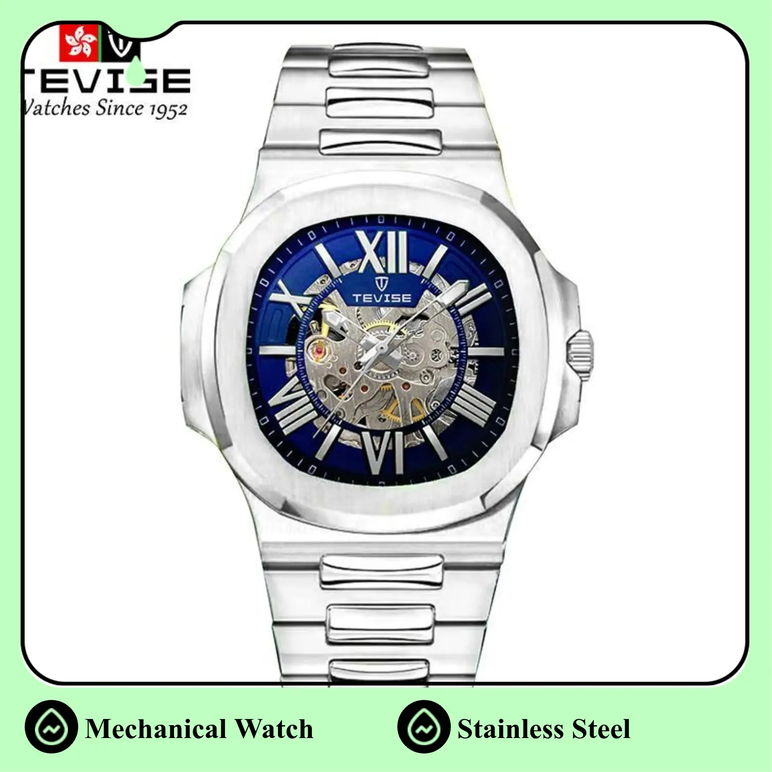 Men's Skeleton Analog Mechanical Watch - Luxury Business Wristwatch with Hollow Dial, Solid Stainless Steel Band, Premium Gift Idea, Analog Mechanical Watches, Skeleton Watches