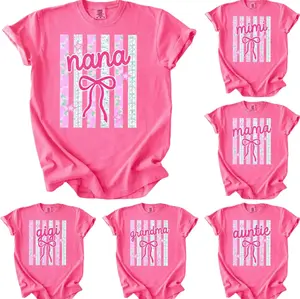 Comfort Colors Custom Striped Nana Coquette Floral Shirt, Personalized Grandparent Gift, Flower Gigi Grandma Nanny Lolly T-Shirt, Gift For Mother