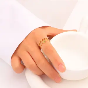 Double Layer Star Ring | Minimalist Golden Open Band Ring