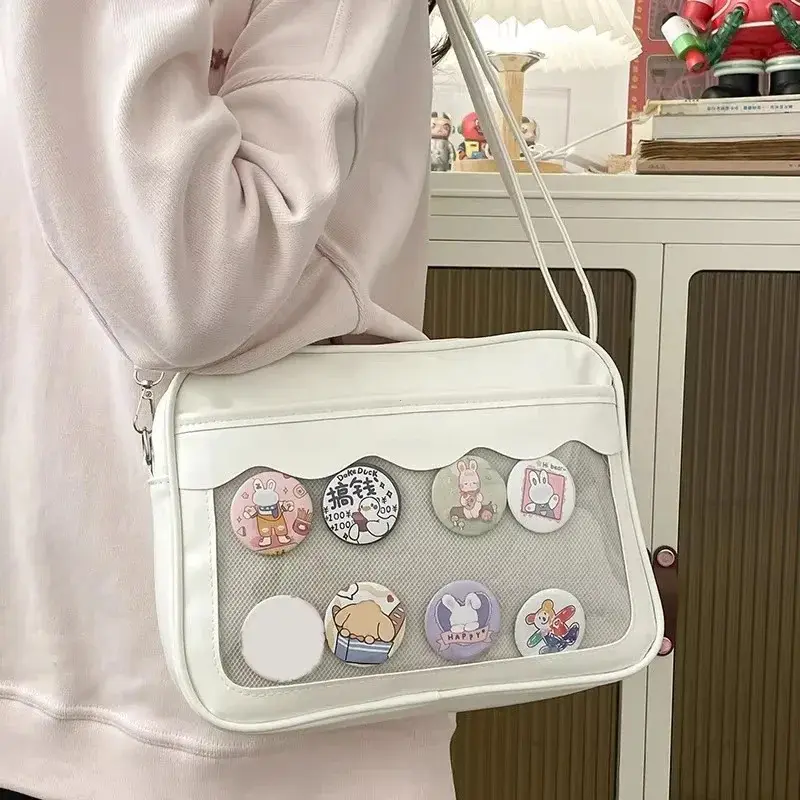 Women's PU Leather Elegant Adjustable Strap Flap Satchel Ita Bag with Transparent Pocket - Purses Crossbody Bags for High School Girls (School Use, Casual), Milan Boho Style cover fashion versatile waterproof handbag stylish square perfect mother crescent