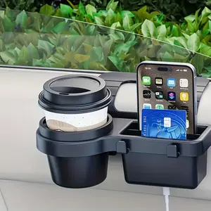 1 car door side storage box - Multifunctional hanging storage box with cup holder, mobile phone slot, and card pocket - Durable plastic car accessory, suitable for most car models, car storage gadget, essential for road trips