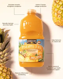 Natural 100% Pineapple Juice from the Langers Family made with Sweet Gold Tropical Pineapples