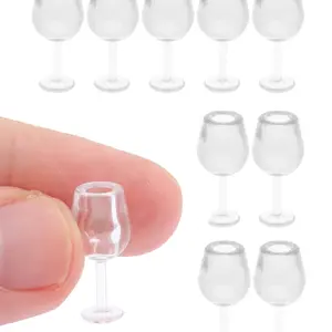10 Pcs Dollhouse Mini Wine Glasses, 1/12 Scale Realistic Tall Cups, Kitchen & Bar Scene Decor Models, Perfect for DIY Crafts, Miniature Set