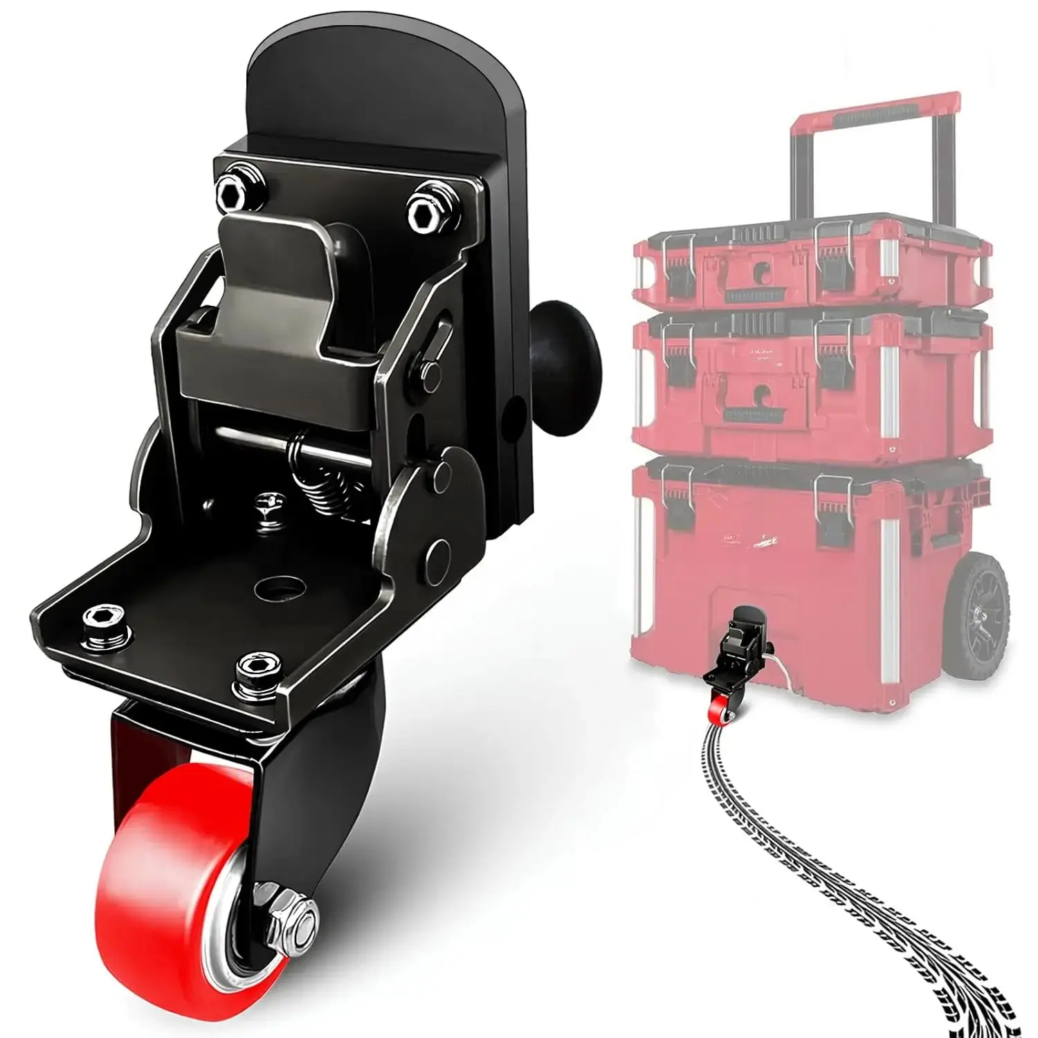 Upgraded Steel Construction Front Wheels, Heavy-Duty  Caster Wheel kit fit for Tool Box, Flip up Caster Wheel Kit, 200 Lbs Capacity