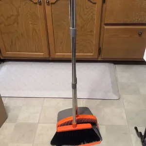Broom with Dustpan Combo Set, Large Upright Brooms and Dust Pans with 52" Long Handle, Self-Cleaning with Dustpan Teeth. Perfect for Indoor Outdoor.