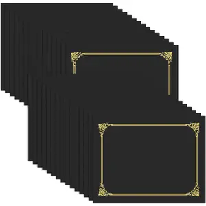 30 Packs Black Certificate Holders, Graduation Diploma Holders  Foil Border, 350gsm Certificate Covers for Letter Size 8.5x11 , Cardstock, Diploma, Award, Document Papers