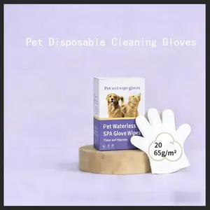 Pet Gloves No Wash, Cat Dog Dry Clean Quick-Dry Disposable Cleaning Wipes, Box of 20 Pieces, Convenient Pet Care Essentials