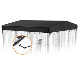 PETCOZIFE Outdoor Dog Kennel Roof Cover with Elastic Cords, Heavy Duty Dog Kennel Replacement Cover, Oxford Fabric Waterproof UV Resistant Canopy Protection for 10'x10' Large Pet Cage