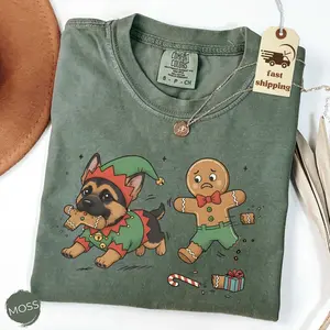 Comfort Colors German Shepherd Dog Christmas Shirt, Funny Dogs Tee Shepherd Dog Mom Gift, Holiday Dog Tshirt German Shepherd Shirt
