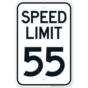 Speed Limit 55 Mph Sign, 16x12 Inches, Rust Free .040 Aluminum, Fade Resistant, Made in USA by Sigo Signs