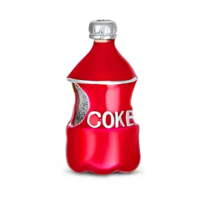 .925 Sterling Silver Soda Lover Red Enamel Drink Coke Bottle Charm Bead for Bracelet