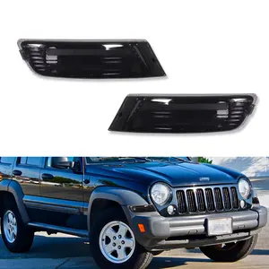 2pcs Mounted Smoked Marker Signal Corner Parking Lights For 2005 2006 2007 Jeep Liberty,Replace OEM 55156766AE, 55156767AE, CH2521143, CH2520143