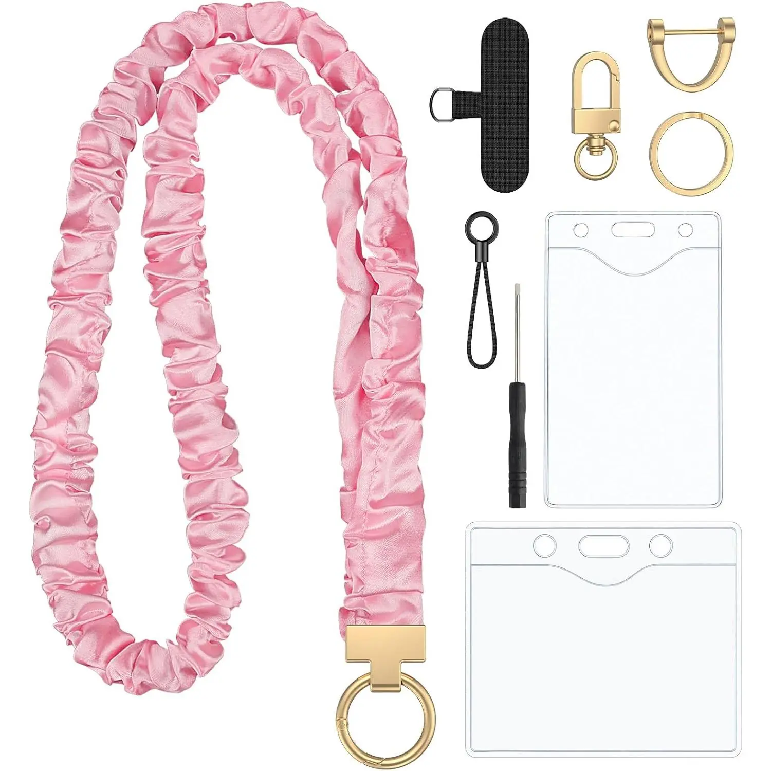 Scrunchie Style, Cute Stretchy Lanyards for ID Badges & , Teachers & Women Lanyard with ID Holder,   Lanyard