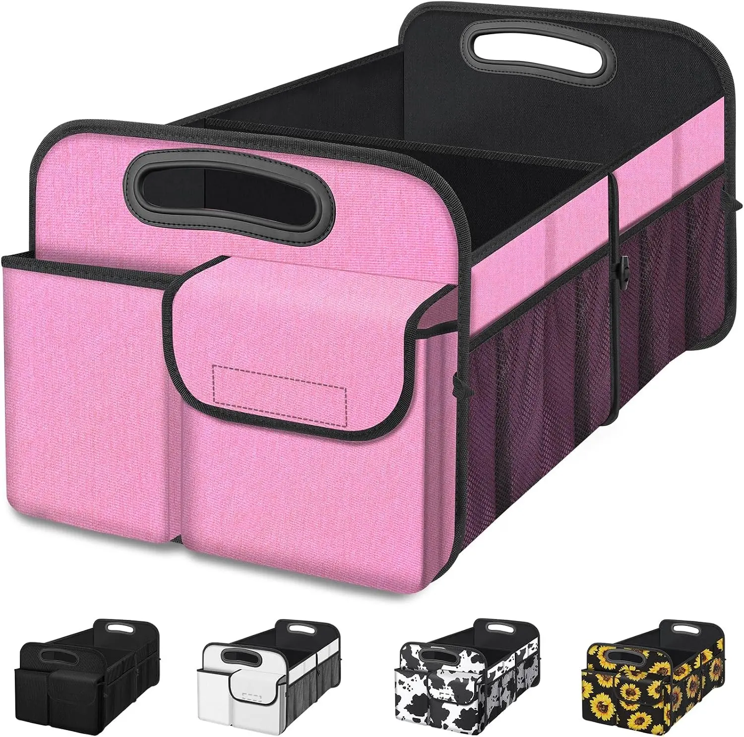 Car Trunk Organizer, Car Storage Organizer with Large Capacity Waterproof Collapsible Trunk Organizer for Car Suv/Jeep/Sedan (Pink, Standard)