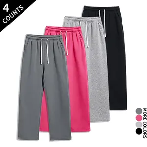 “4-Pack/4 Counts” 4-piece set of loose wide-leg pants in solid colors, suitable for loungewear, workouts, and everyday wear fathersdaygift