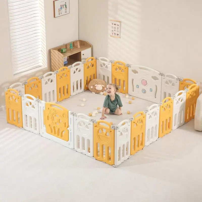 Baby Playpen Play Yard For Toddlers Indoor & Outdoor 12/16 Panel 69X69 Extra Large Safety Playpen For Living Room Bedroom With External Door Lock