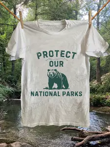 Our National Parks Bear Graphic T-Shirt |   100% Vintage Retro Nature Lover Outdoor Adventure Tee, Comfortable Crew Neck Casual Summer Vacation Short Sleeve Shirt, Gift for Hikers Campers Wildlife Enthusiasts