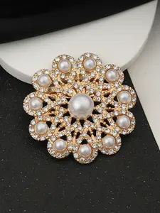LYRA PIN Elegant Pearl Flower Brooch, Fashionable Alloy Rhinestone Pin, Perfect Gift for Birthdays, Holidays, Anniversaries, Friends, Family, Fashion Accessory