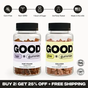 Good Gummies 2-Pack Bundle Beauty Essentials - Collagen, Biotin, Vitamin C, B12, Non-GMO, Gluten-Free for Stronger Hair, Nails & Glowing Skin