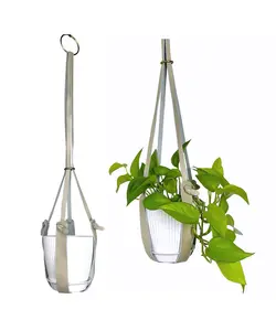 Genuine Leather Plant Hanger + Pot | Minimalist Hanging Planter | Modern Indoor/Outdoor Décor