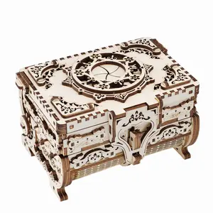 3D Wooden Puzzles for Adults,Wooden Toy for Kids and Adults,Model Building Kit,Educational Brain Teaser,Best Educational Christmas Birthday Day Gift for Friends (Wooden Antique Box)